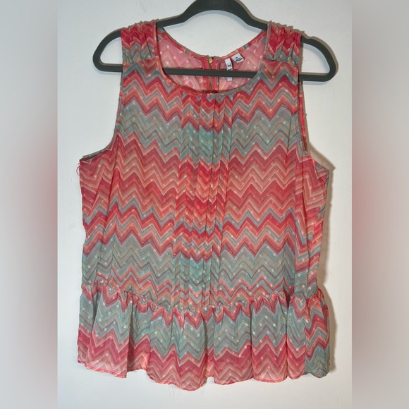 Elle Multicolor Chevron Blouse size XL - Picture 1 of 8